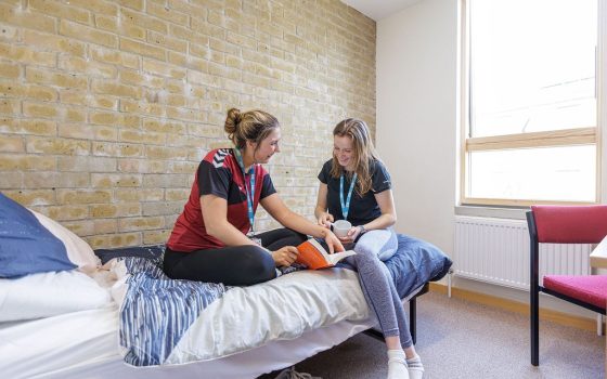 Students in accommodation room