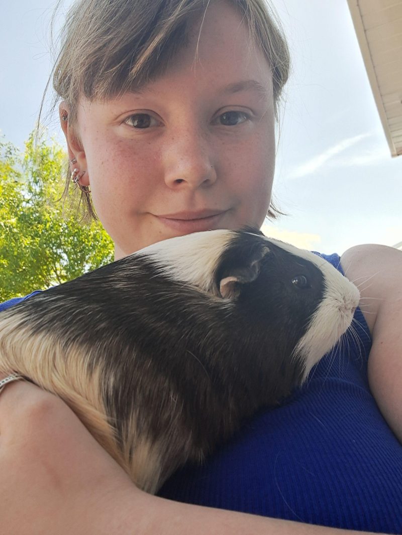 Dione Wiltshire with her guinea pig