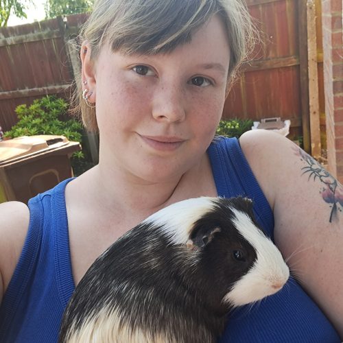 Dione Wiltshire with her guinea pig