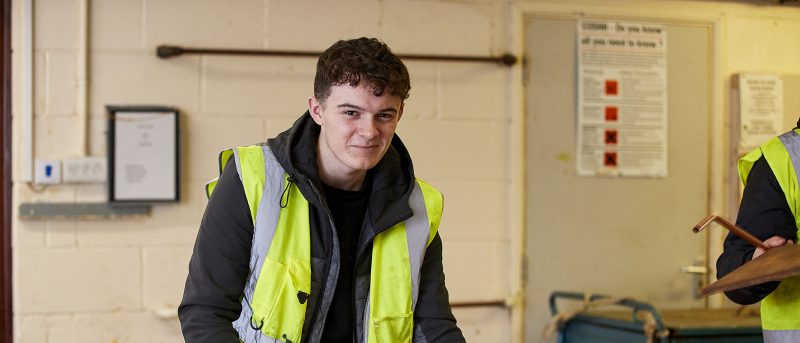 Student measuring pipe