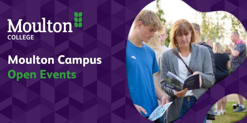 Moulton Campus Open Day with parent and child looking at a map and guide