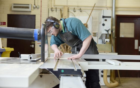 Student using table saw