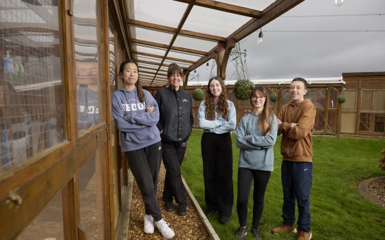 Cloverlea Cattery owner Christine with Moulton College work experience students