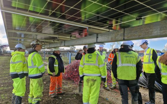 Senior Civil Servants meet with graduates of the Solar Power SWAP at a Solar Farm